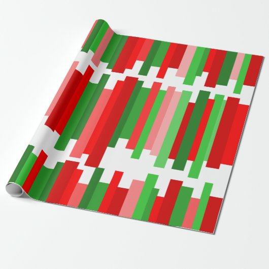 Papier Cadeau Lignes découpées - Rouge et vert (Déroulé)