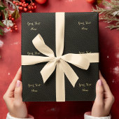 Papier Cadeau Lignes d'or Faux Noirs modernes Grilles Texte pers