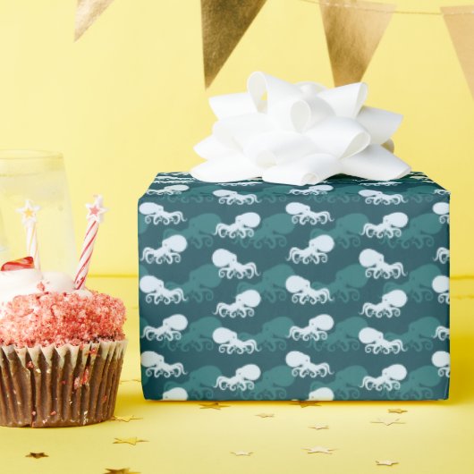 Papier Cadeau Lignes Du Motif Octopus (Fête d'anniversaire)