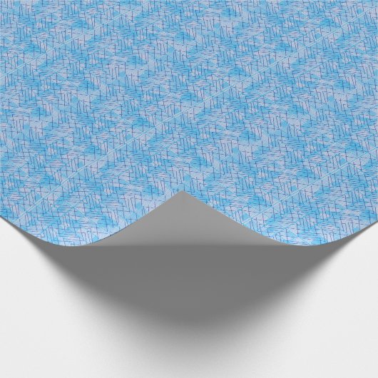 Papier Cadeau Lignes et patchs motif en bleu Off blanc BG (Coin)