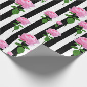 Papier Cadeau Lignes Fleurs Roses Roses Roses Noires (Coin)