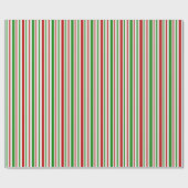 Papier Cadeau Lignes inspirées de Noël rouge, blanc, vert (Plat)