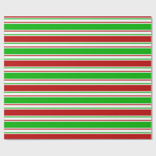 Papier Cadeau Lignes inspirées de Noël vert, blanc, rouge