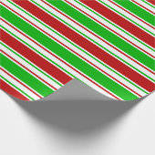 Papier Cadeau Lignes inspirées de Noël vert, blanc, rouge (Coin)