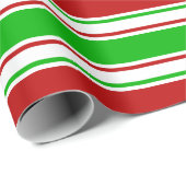 Papier Cadeau Lignes inspirées de Noël vert, blanc, rouge (Coin rond)