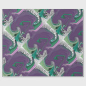 PAPIER CADEAU LIGNES MODERNES - COULEUR PURPLE VERT (Plat)