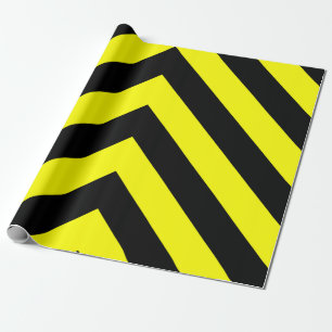 Papier Cadeau Lignes noires et jaunes motif