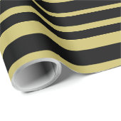 Papier Cadeau Lignes noires et olive (Coin rond)