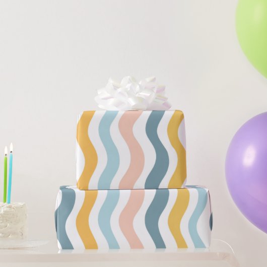 Papier Cadeau Lignes ondulées pastel (Cadeaux de fête)