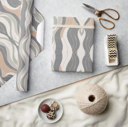Papier Cadeau Lignes ondulées rétro abstraites (Artisanat)
