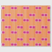 Papier Cadeau Lignes orange et boîtes roses (Plat)