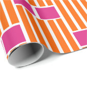 Papier Cadeau Lignes orange et boîtes roses (Coin rond)