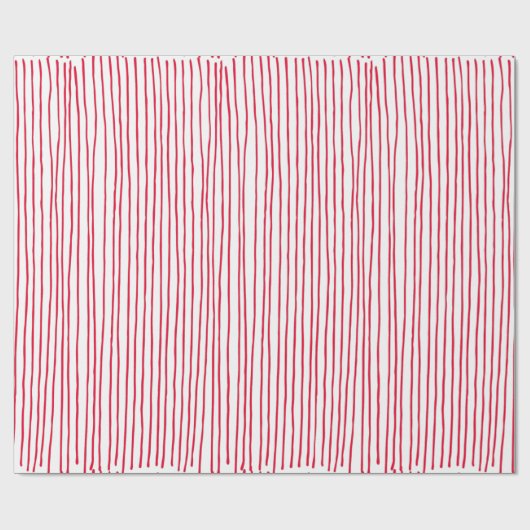 Papier Cadeau Lignes rouges blanches modernes (Plat)