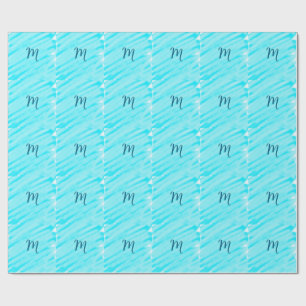 Papier Cadeau lignes simples d'aquarelle bleue ajoutez votre mon