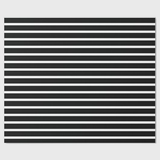 Papier Cadeau Lignes simples et élégantes de bandes blanches noi (Plat)