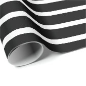 Papier Cadeau Lignes simples et élégantes de bandes blanches noi (Coin rond)