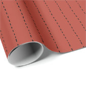 Papier Cadeau Lignes tiretées sur fond gris rouge (Coin rond)