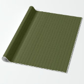Papier Cadeau Lignes Tiretées sur Fond Vert Olive Foncé (Déroulé)