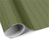 Papier Cadeau Lignes Tiretées sur Fond Vert Olive Foncé (Coin rond)