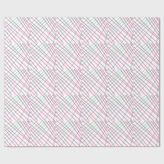 Papier Cadeau Lignes vertes roses, Art pour enfants, Peinture gé (Plat)