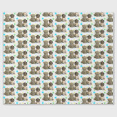 Papier Cadeau Lil Cowboy et Teddy Bear Rustic Polka Dot (Plat)