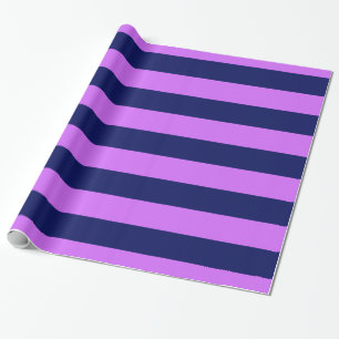 Papier Cadeau Lila Violet, Bleu Nuit XL Motif Rayures V