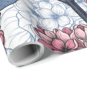 Papier Cadeau Lilac en rose et bleu (Coin rond)