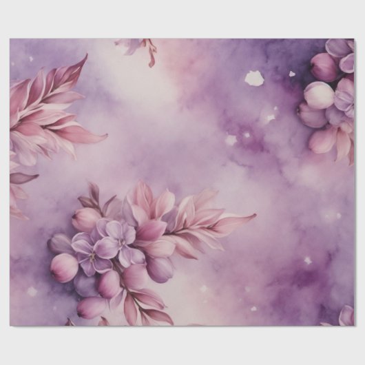 Papier Cadeau Lilac Lullaby : La douce aquarelle de l'hiver (Plat)