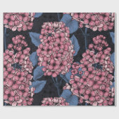 Papier Cadeau Lilac rose sur bleu foncé (Plat)