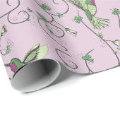 Papier Cadeau Lilac Shamrock Vine Hummingbird Pattern (Coin rond)