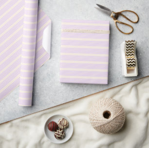 Papier Cadeau Lilac violet et beige cinq bandes motif
