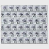 Papier Cadeau Lilacs violets et Bouquet Feuille d'argent (Plat)