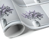 Papier Cadeau Lilacs violets et Bouquet Feuille d'argent (Coin rond)