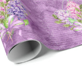 Papier Cadeau Lilas roses et violets (Coin rond)