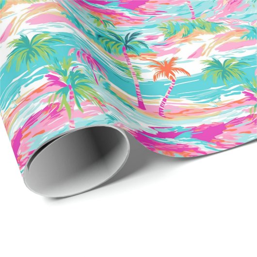 Papier Cadeau L'île tropicale de Palm Beach (Coin rond)