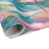 Papier Cadeau L'île tropicale hawaïenne avec palmier (Coin rond)