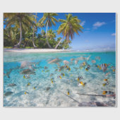 Papier Cadeau L'île tropicale sous et au-dessus de l'eau (Plat)