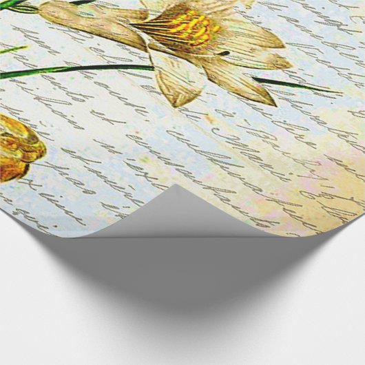 Papier Cadeau lilies et script (Coin)
