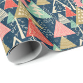 Papier Cadeau L'Illustration Festive Des Arbres De Noël. (Coin rond)