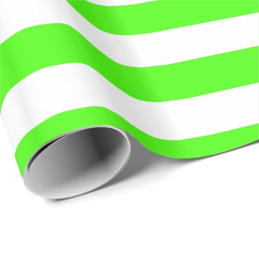 Papier Cadeau Lime Green and White XL Stripes (Coin rond)