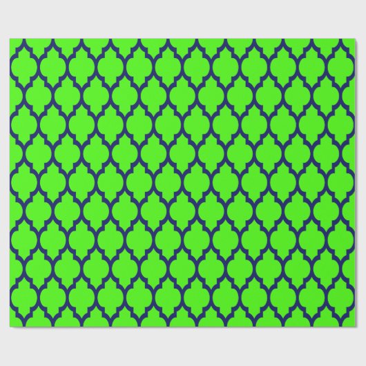 Papier Cadeau Lime Green Navy XL Quatrefoil marocain #4 (Plat)