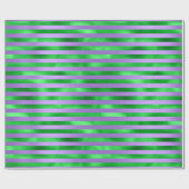 Papier Cadeau Lime Vert Émeraude Rayures Lignes Violet Violet (Plat)