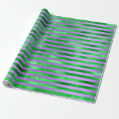 Papier Cadeau Lime Vert Émeraude Rayures Lignes Violet Violet (Déroulé)