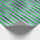 Papier Cadeau Lime Vert Émeraude Rayures Lignes Violet Violet (Coin)