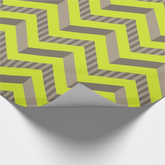 Papier Cadeau Lime Vert et Brown Motif Chevron rayé (Coin)