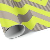 Papier Cadeau Lime Vert et Brown Motif Chevron rayé (Coin rond)