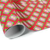 Papier Cadeau Lime Vert et violet clair motifs (Coin rond)