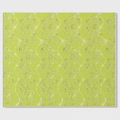 Papier Cadeau Limon jaune Laurel Floral Diamants d'argent (Plat)
