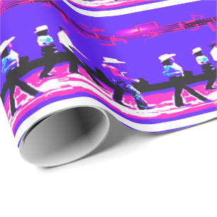 Papier Cadeau Line Dancing Western Group Blue, Rose noir