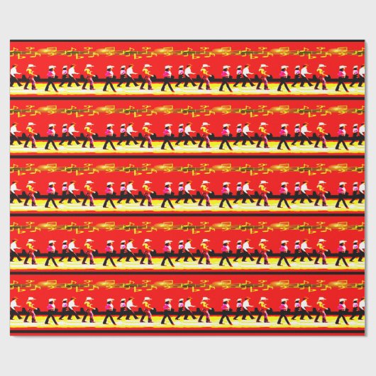 Papier Cadeau Line Dancing Western Group Red Black Jaune (Plat)